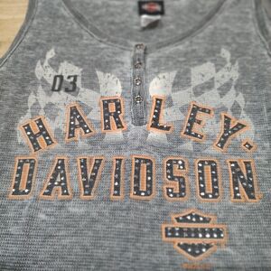 Harley-Davidson Gray and Orange Women's Tank Top